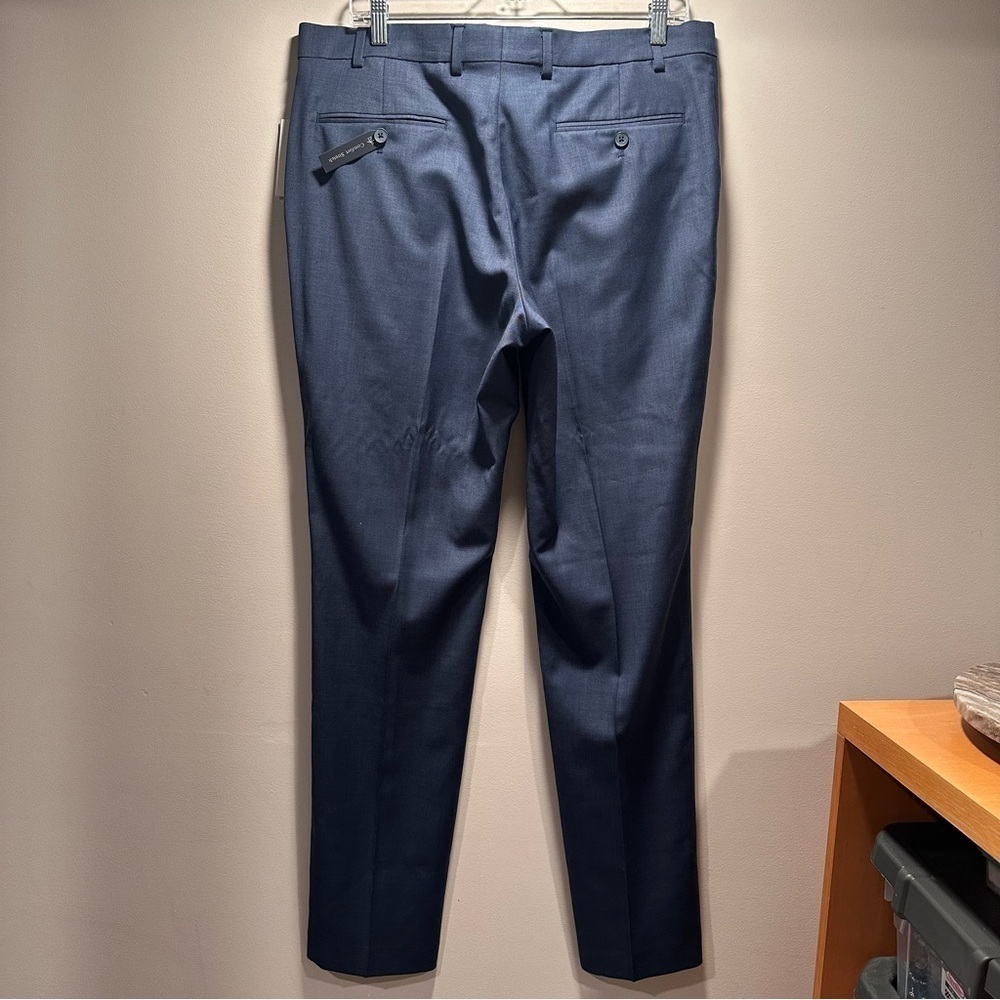 NWT Original Penguin Men’s Dress Pants Blue Shark Wool Slim Fit Stretch 36x32 - Picture 3 of 16